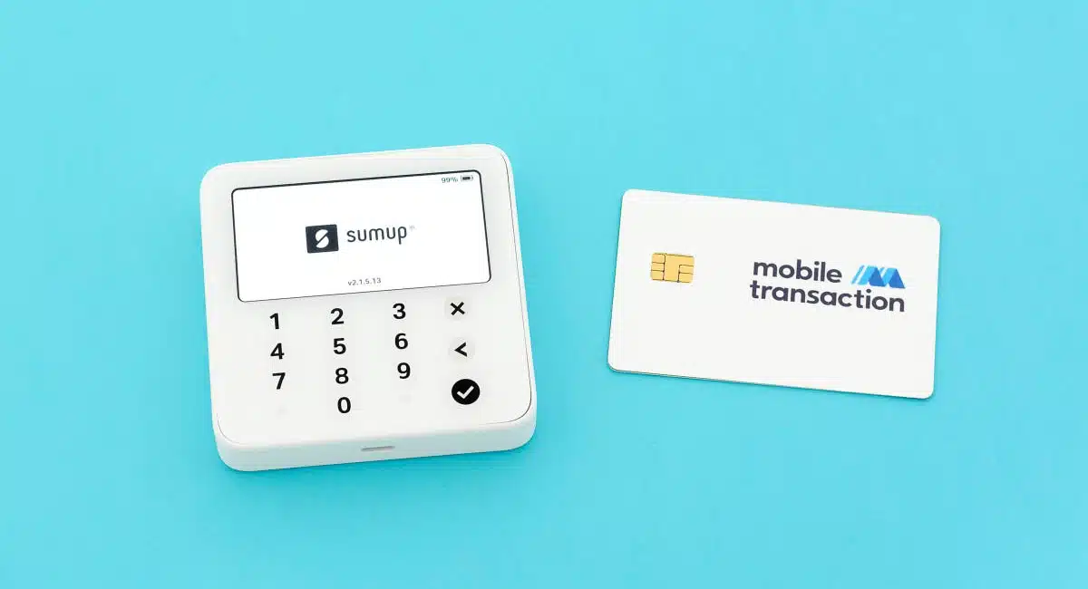 SumUp-betalingsterminal og MobileTransaction-kort